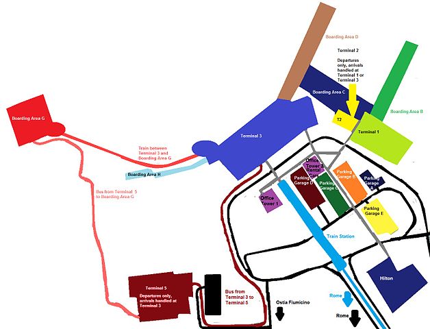 Karte des Terminalbereichs am Flughafen Fiumicino